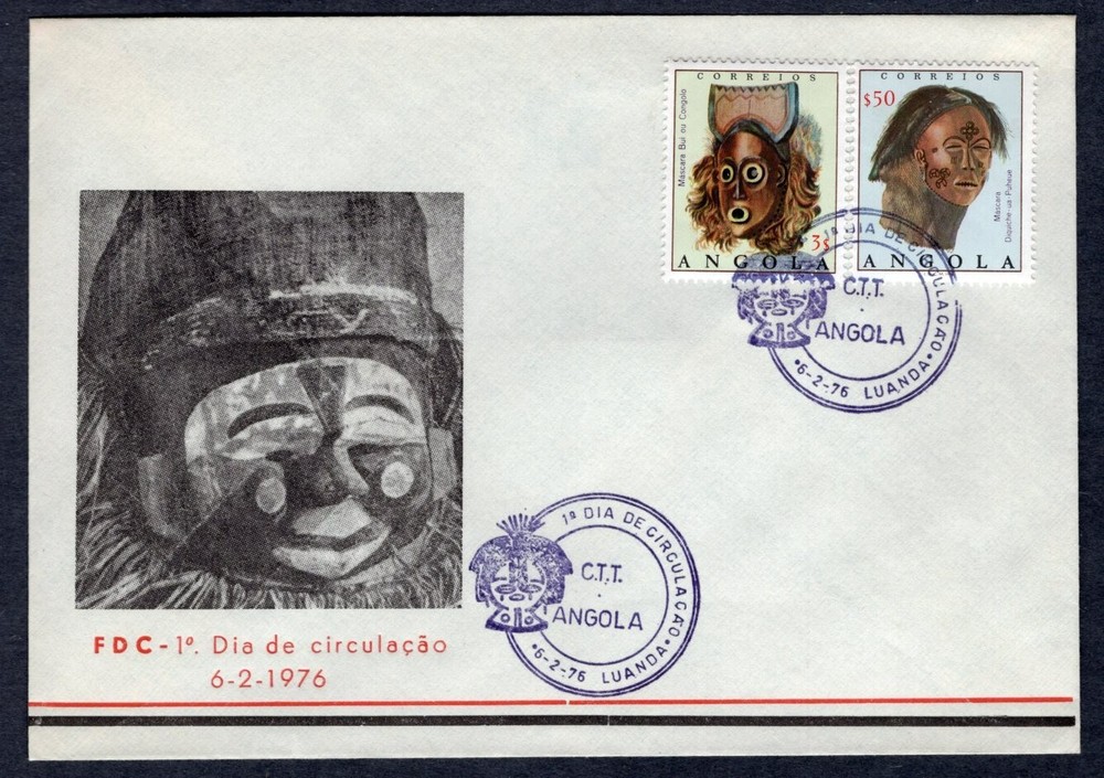 MASKS 1976 ANGOLA FDC