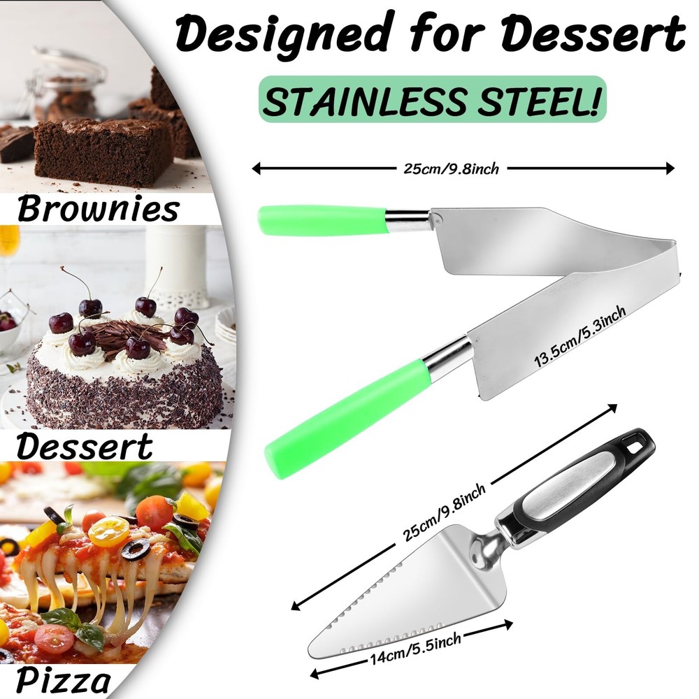 2 Pcs Cake Server and Multi Function Cake slicer cutter Stainless Steel Set f...