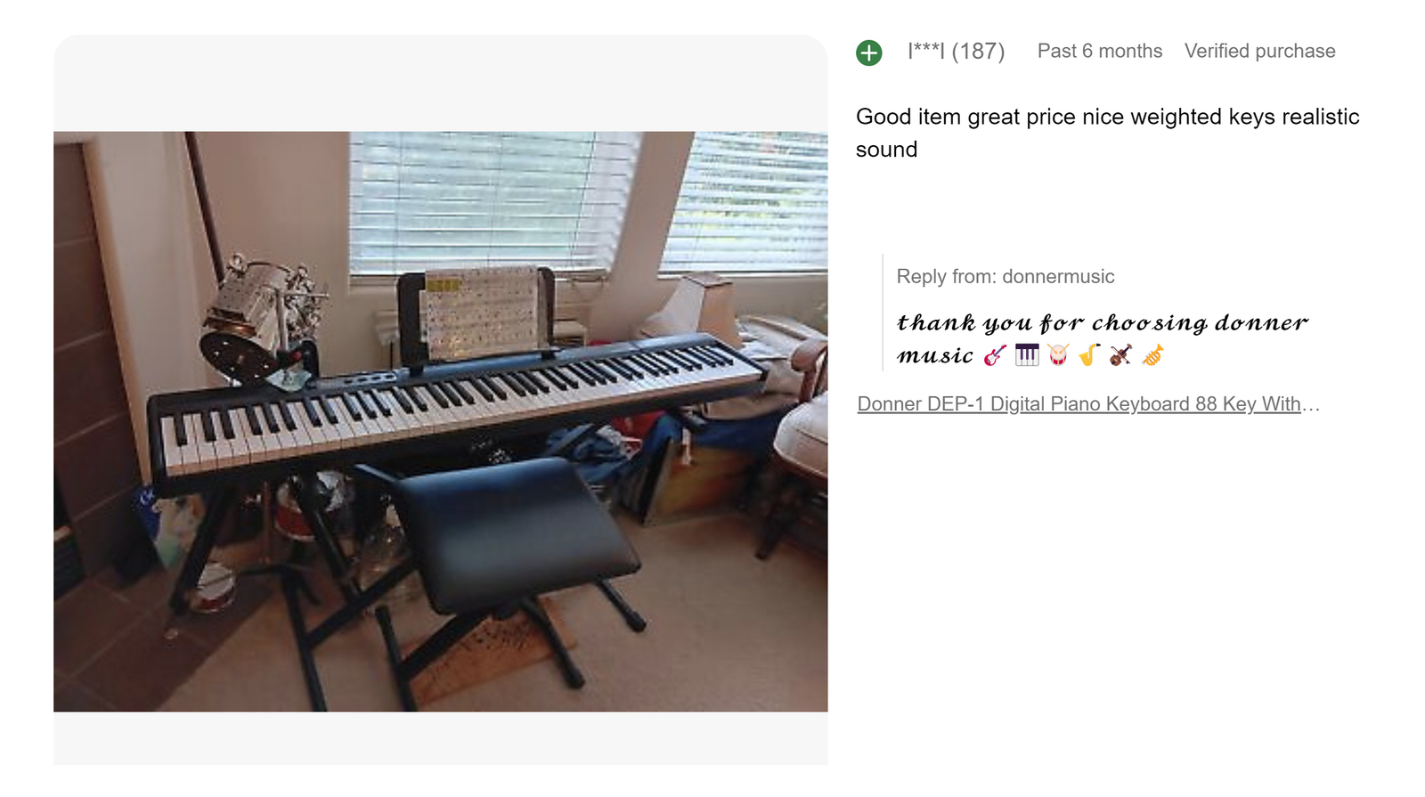 Donner DEP-1 88-Key Digital Piano with Sustain Pedal Case