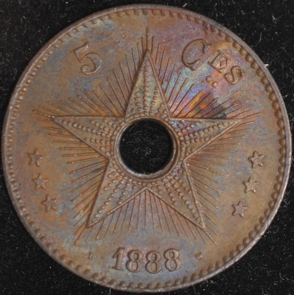 1888/7 Congo Free State 5 Centimes AU