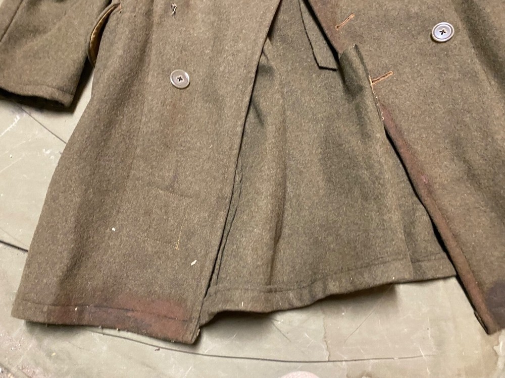 ORIGINAL WWII BRITISH MADE M1938 "CUT DOWN" OVERCOAT COAT-LARGE/XLARGE 46R