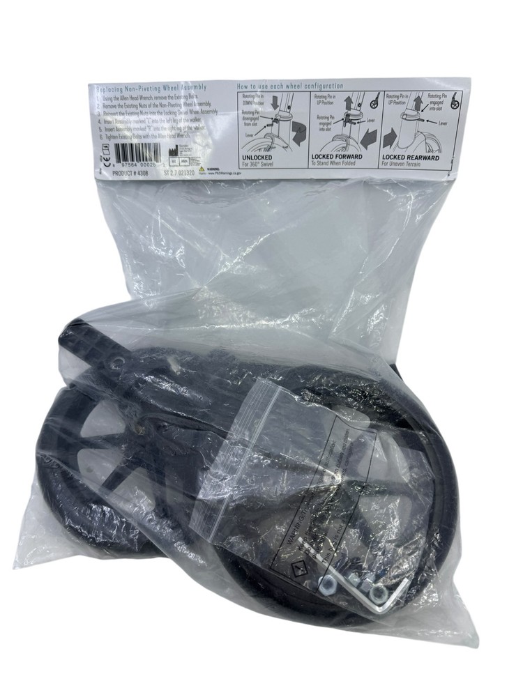 Stander 4308 Walker Locking Swivel Wheel Kit Replacement Casters