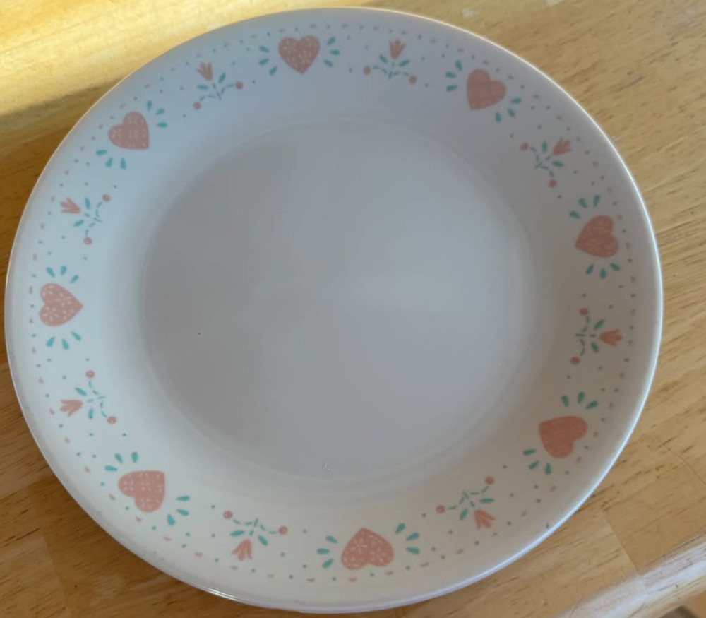 Eight Vintage Corelle 10-1/4" Dinner Plates "Forever Yours" Pattern