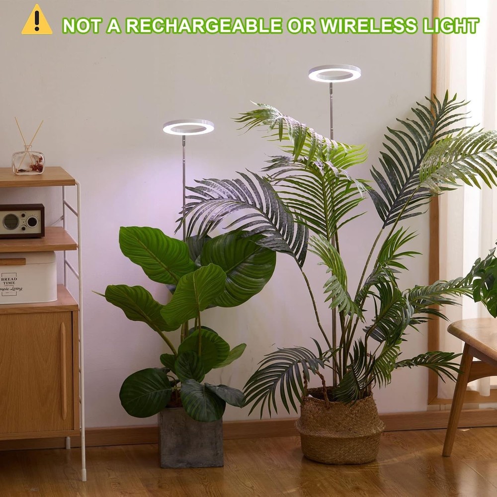 Height Adjustable Indoor Plant Grow Light with Timer - Dimmable LED 2 Pack