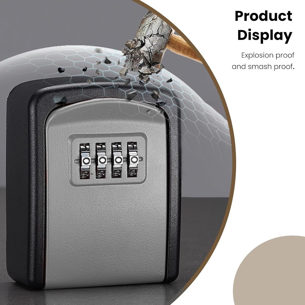 Portable Wall Mount Password Key Box, Resettable Code Safe Security Lock Box