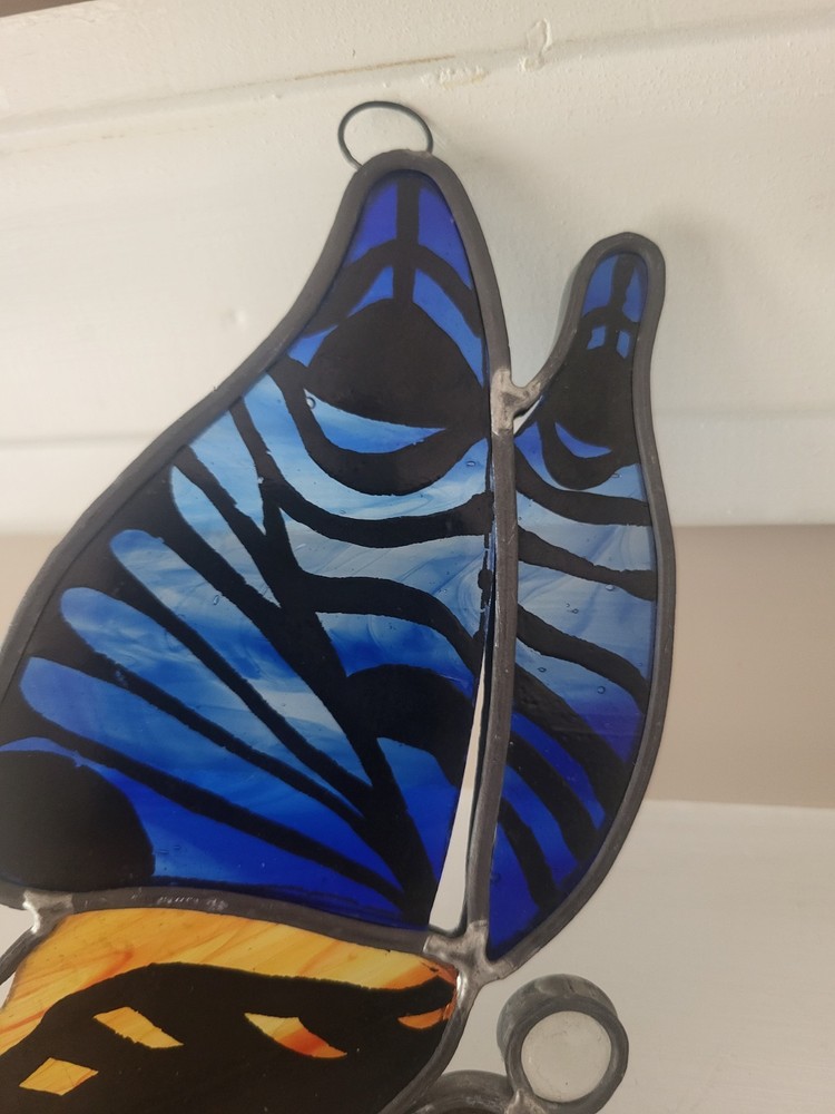 Vtg Stained Butterfly Suncatcher