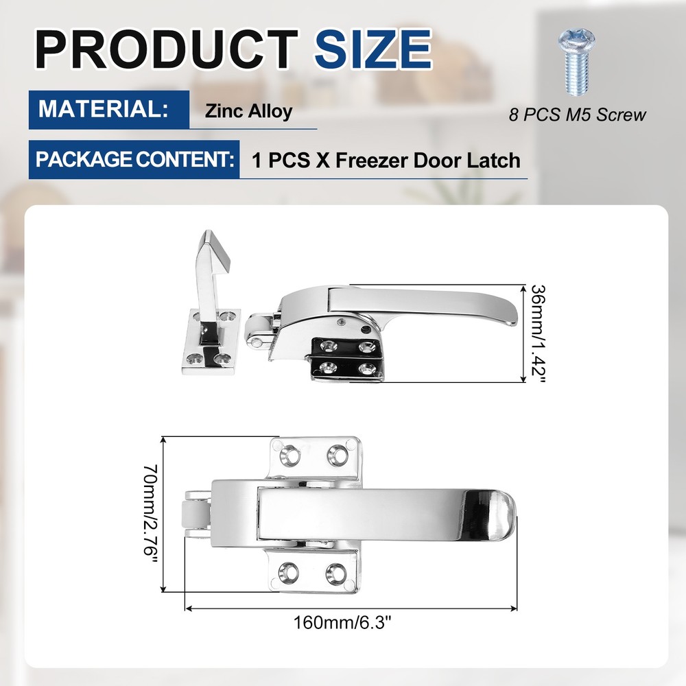 Walk in Freezer Door Latch, Spring Loaded Cooler Handle, Plastic Interior Head
