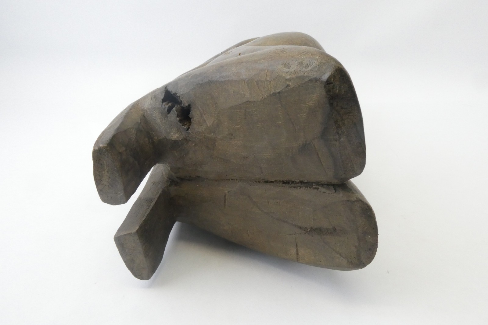 African Carved Wood Fertility Figure Mother & Child Sculpture 15.75"