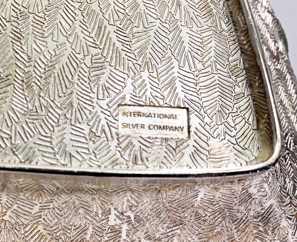 International Silver Company Christmas Tree Dish Candy Nut Trinket Embossed