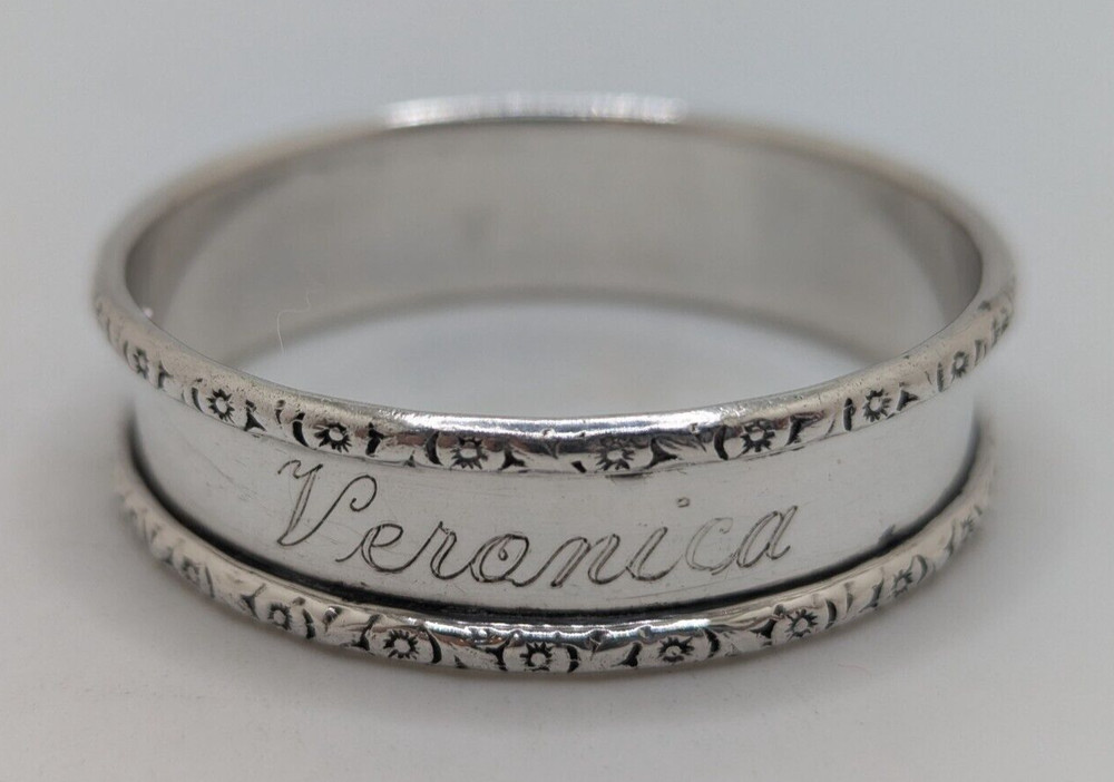 Webster Sterling Silver Napkin Ring "Veronica" name engraving