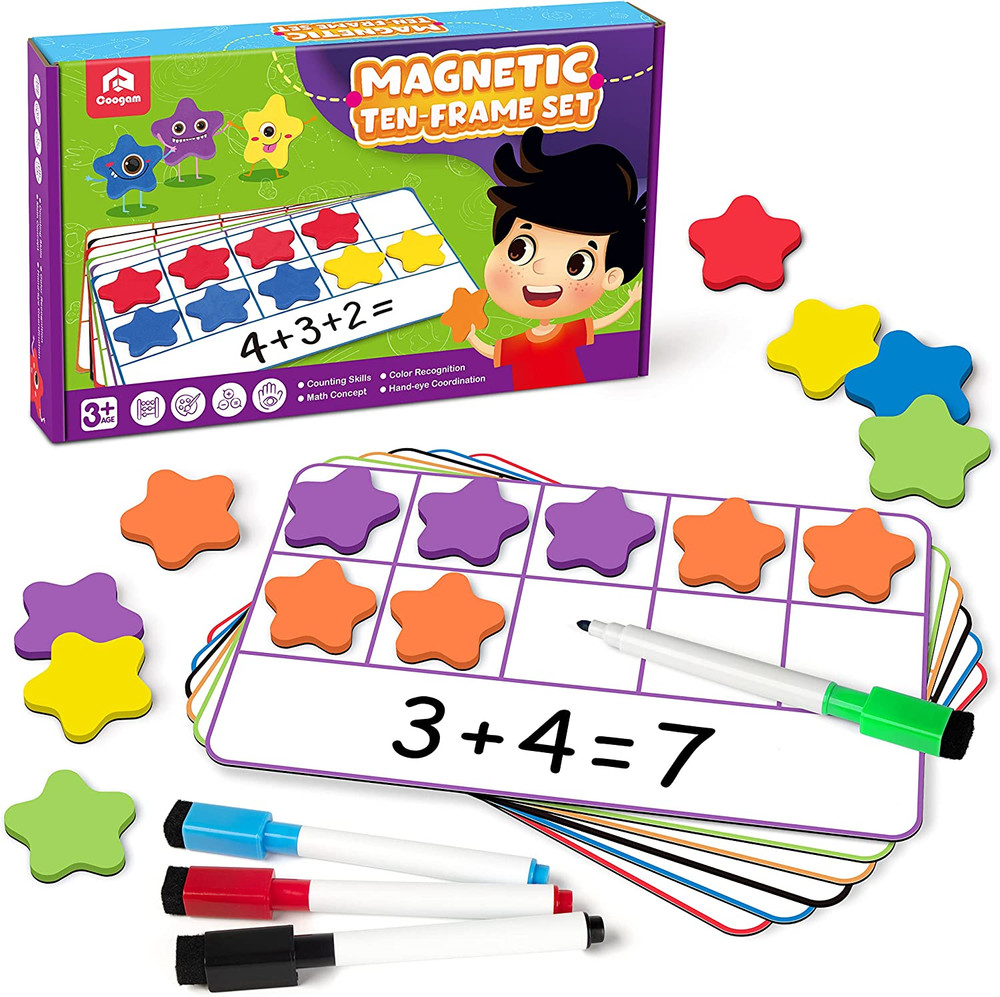 Magnetic Ten-Frame Set, Math Manipulative EVA Number Counting Games- Educational