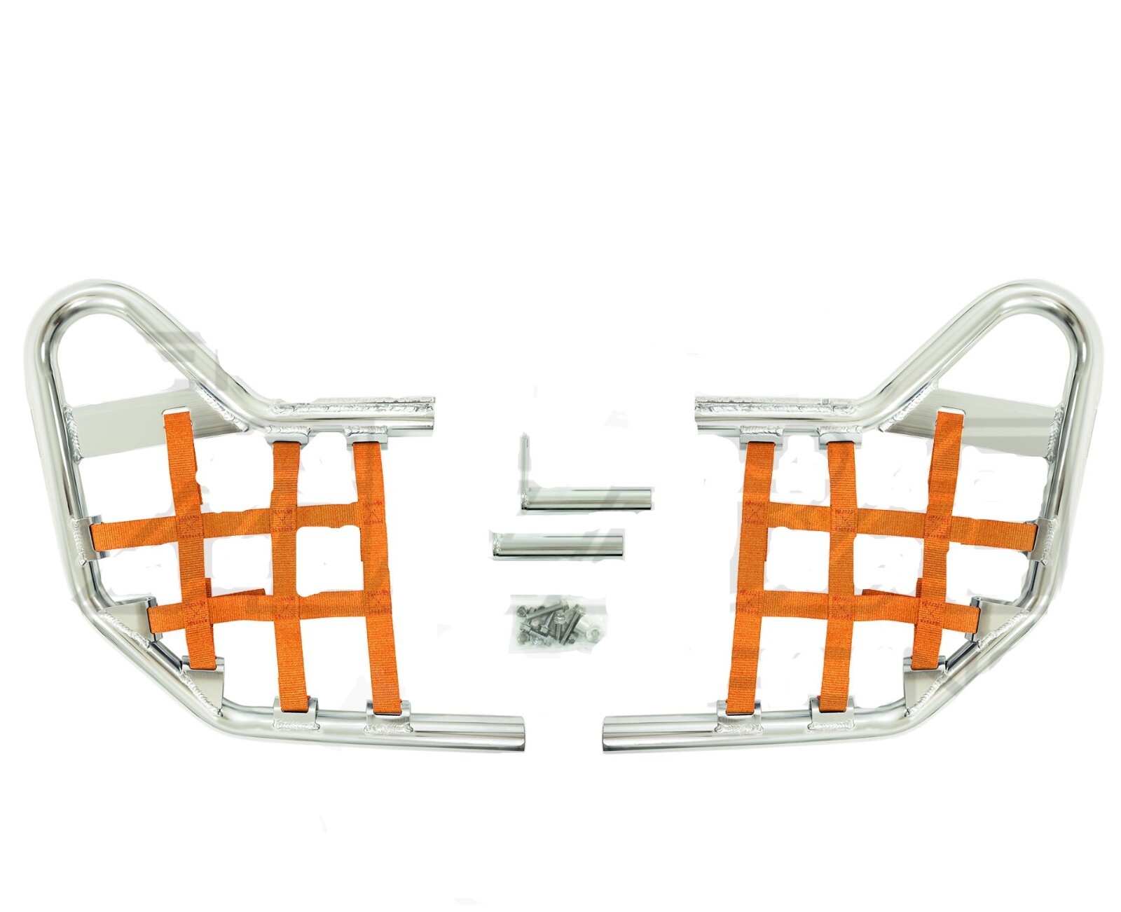 YFZ 450 04-08 and 12-13 Nerf Bar Nets Fit Alba Tusk with heel guards Orange A