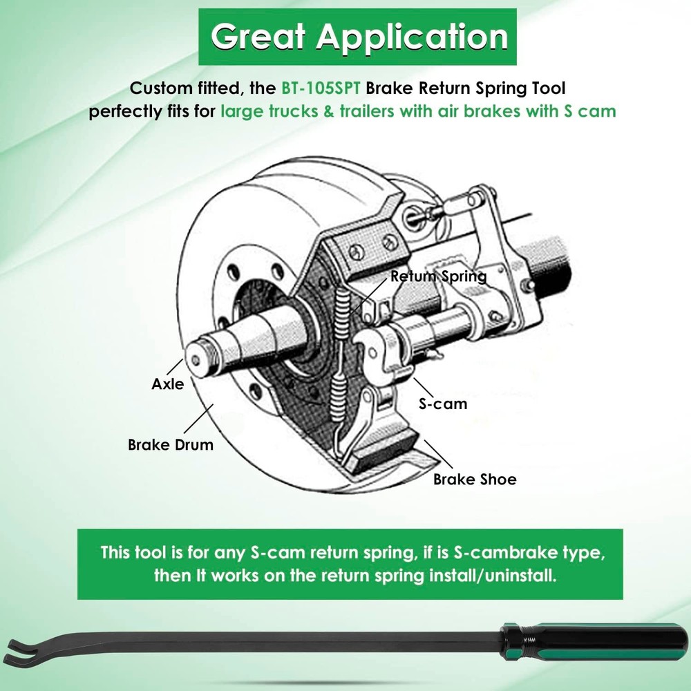 Brake Return Spring Tool for Large Trucks & Trailers for S-cam Return Spring