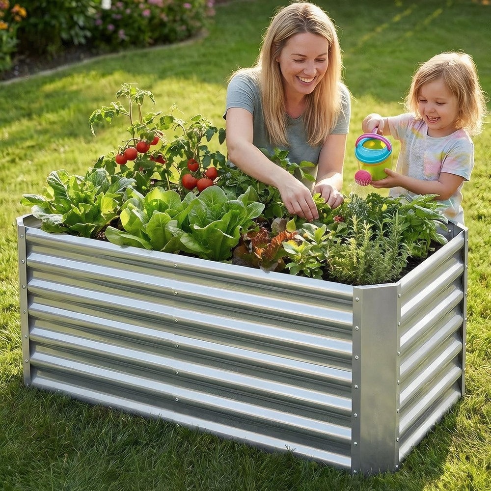 4x2x2ft (2 Pack) Raised Garden Bed - Galvanized Deep Root Planter Boxes Outdo...