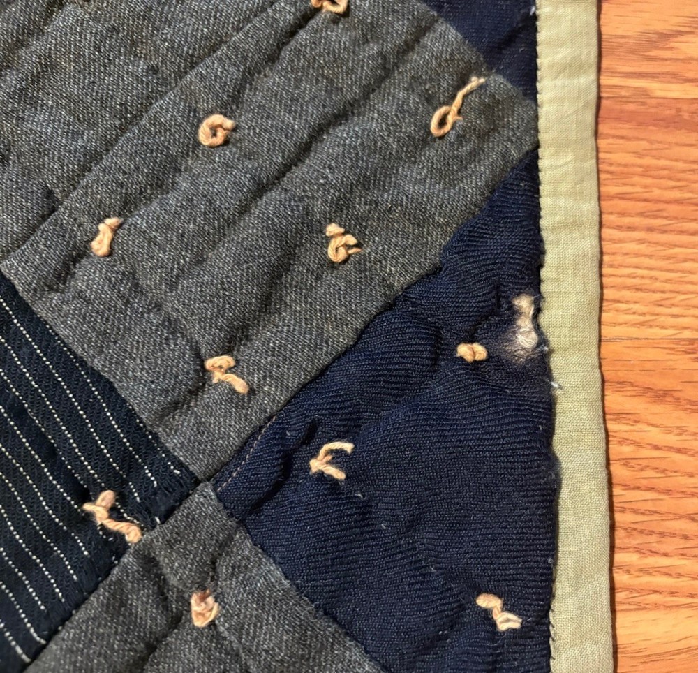 Antique Quilt Handmade 70 X 71 Patchwork Diamond Design Rustic