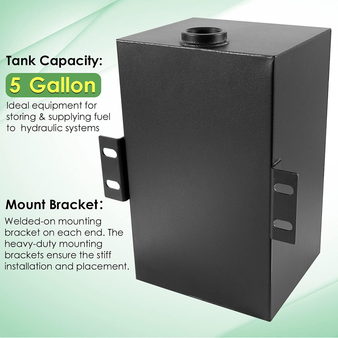 5 Gallon 14 Gauge Steel Hydraulic Fluid Reservoir Tank 1.5" Inlet 0.75" Outlet