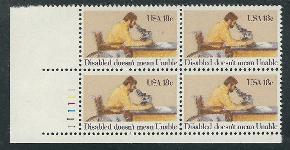 Scott #1925... 18 Cent...Disabled... Plate Block