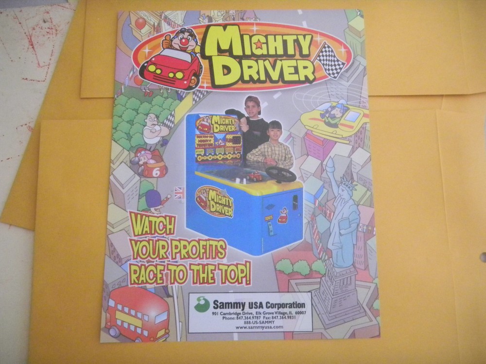 old stock MIGHTY DRIVER    ARCADE   GAME  FLYER