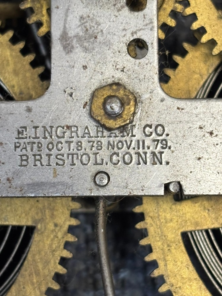 E Ingraham 1879 Eight Day Kitchen Clock Movement.