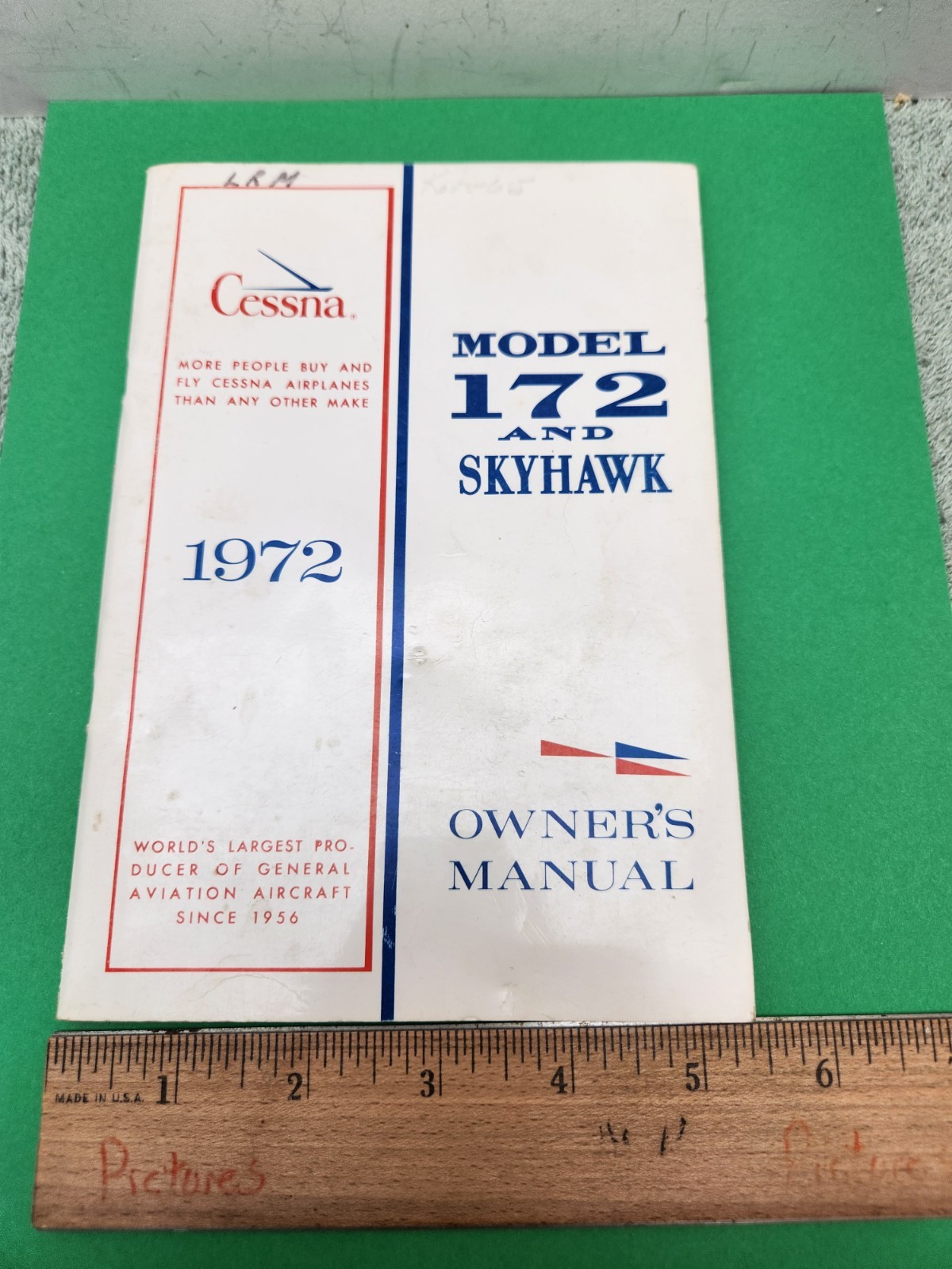 Cessna 1972 Model 172 And Skyhawk Owner's Manual Aviation Flying Aircraft
