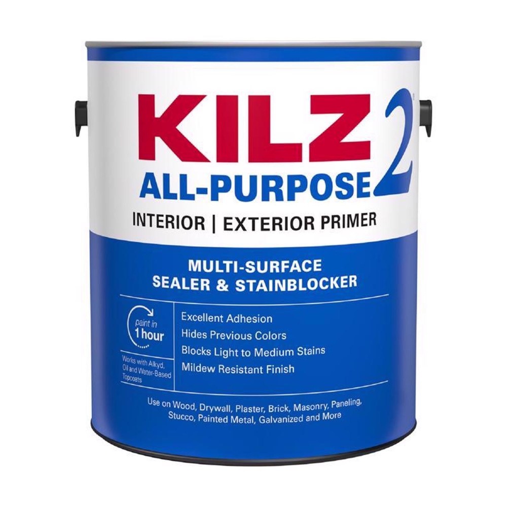 KILZ White Flat Water-Based Acrylic Stain Blocking Primer 1 gal (4-pack)