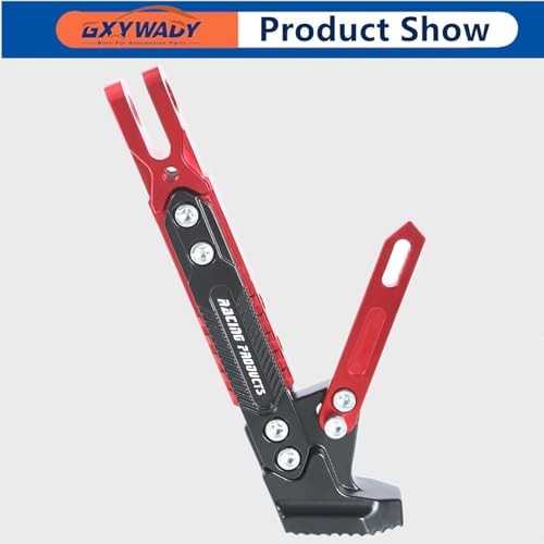 Motorcycle Universal Foot Side Bracket Adjustable Support Kickstand CNC Red