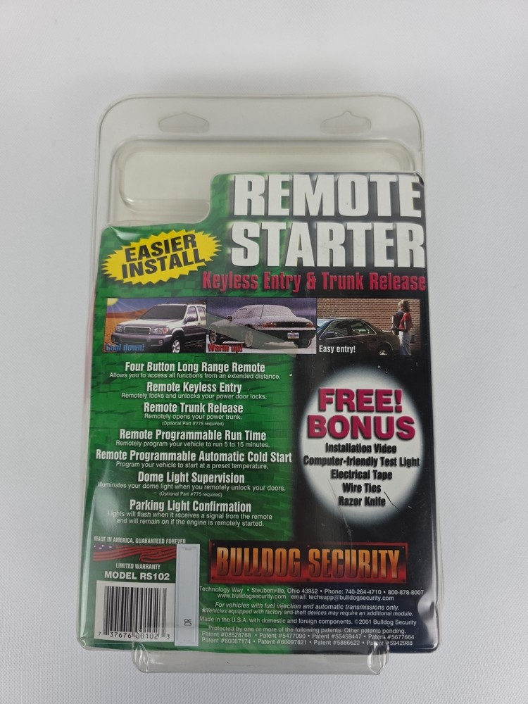 Bulldog RS102 Programmable Remote Car Starter Keyless Entry Trunk Release