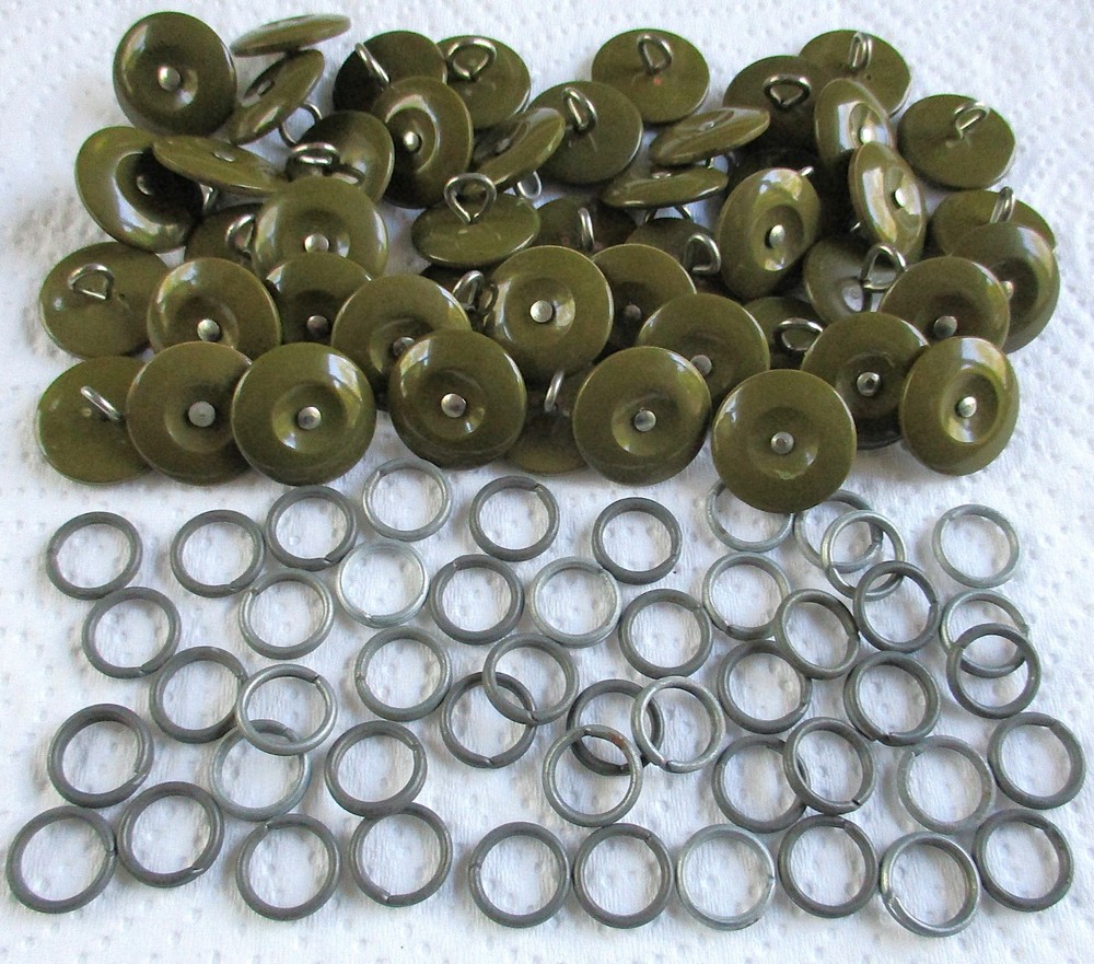 48x British Army:"DENIM BATTLEDRESS BLOUSE BUTTONS & RINGS" (19mm, BD, Overalls)