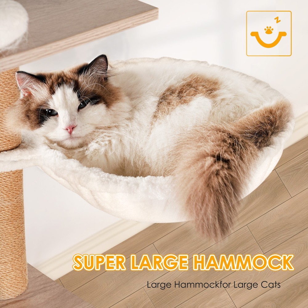 Cat Tree with Litter Box Enclosure - Modern Cat Condo with Scratching Posts