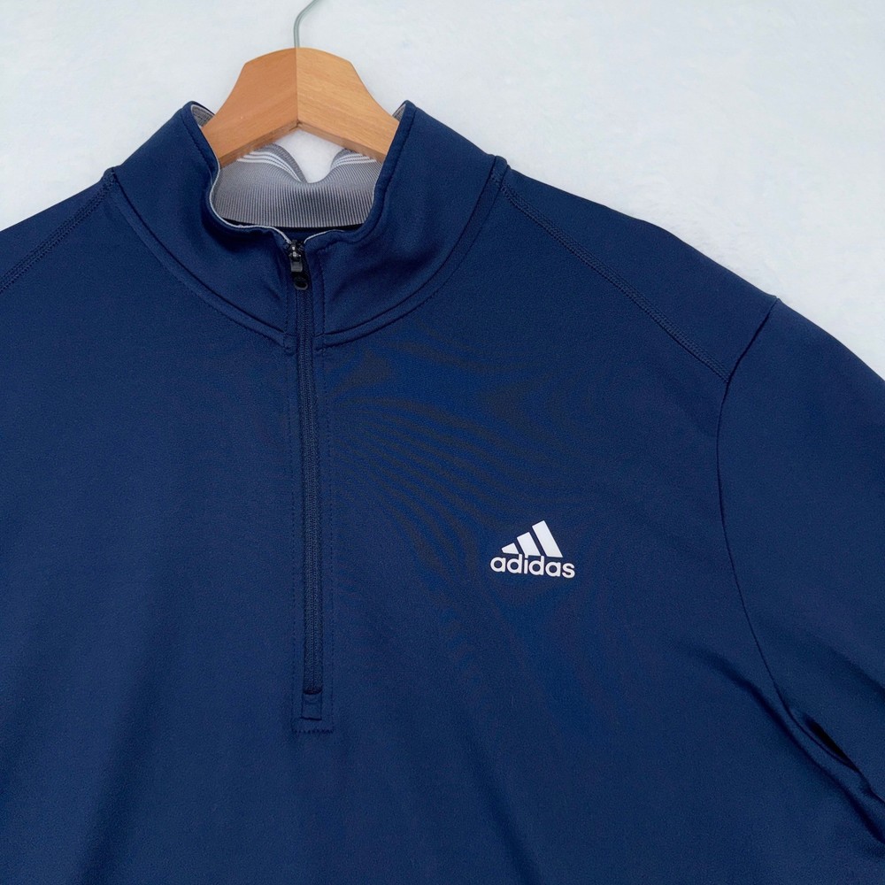 Adidas Golf Quarter Zip Pullover Navy Blue Performance Stretch Athletic Jacket L