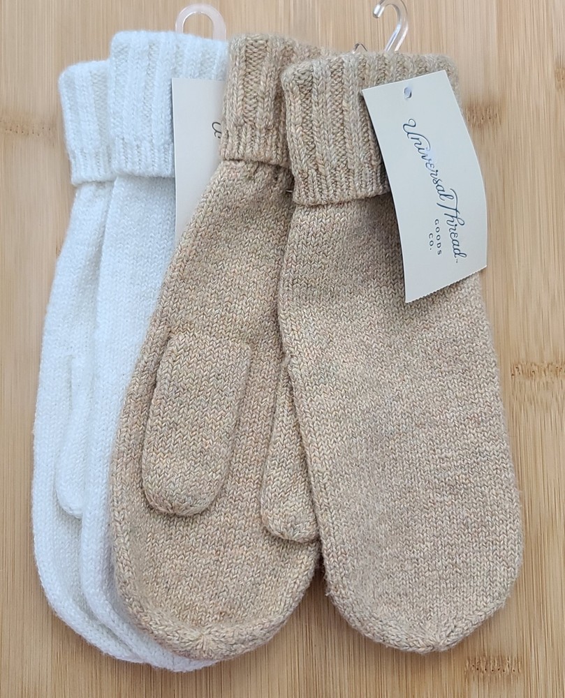 Universal Thread Knit Mittens - Tan/Brown - One Size - NEW