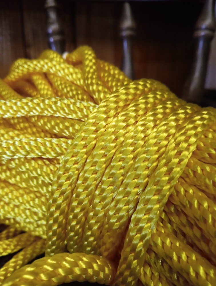 3/8” x 150 ft. Solid Braid Polyester Rope. Made in USA. Yellow