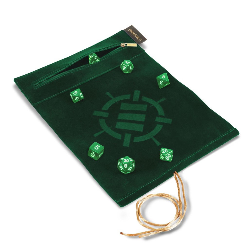 ENHANCE Roll on a Scroll™ Dice Rolling Mat & 7pc Acrylic Dice Set