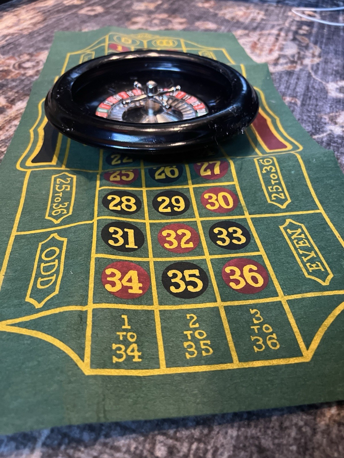 Vintage TONY Roulette Wheel Made In USA Metal Spin Plate Casino Tabletop Game