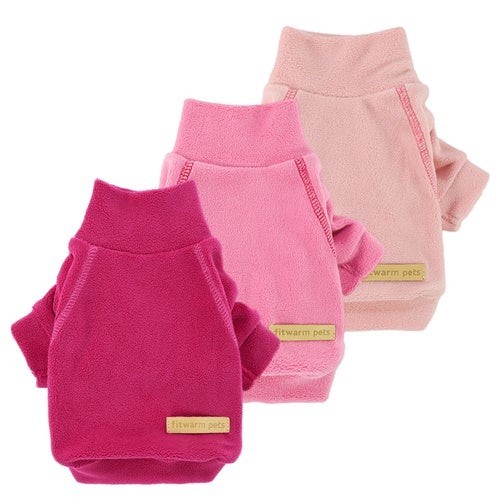 Fitwarm 3 Pack Luxury Fleece Dog Turtleneck Sweaters Pink / Purple XS–L NEW
