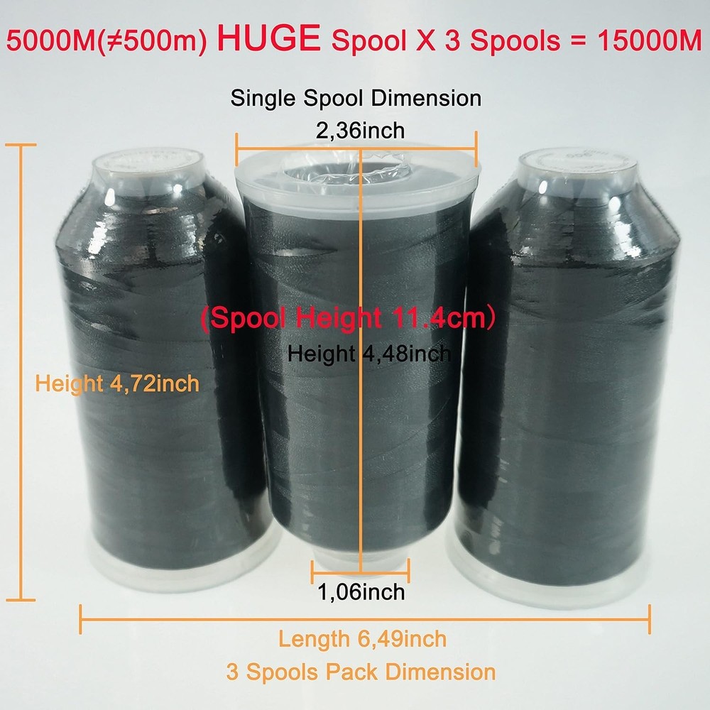 Assorted Color Polyester Embroidery Machine Thread 5000M Huge Spools Value Pack