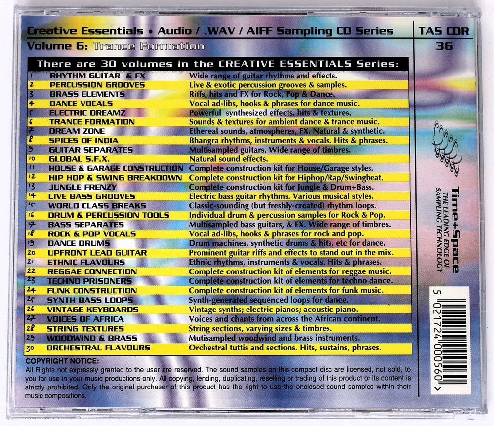 Zero-G Creative Essentials 6 Trance Formation Sample/Sound Library/Sampling CD