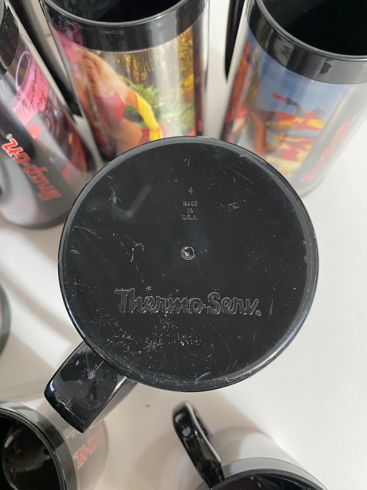 Lot of 10 Vintage Snap-On Tool Mate Mugs 80s 90s Pin-Up Plastic Thermo Serve