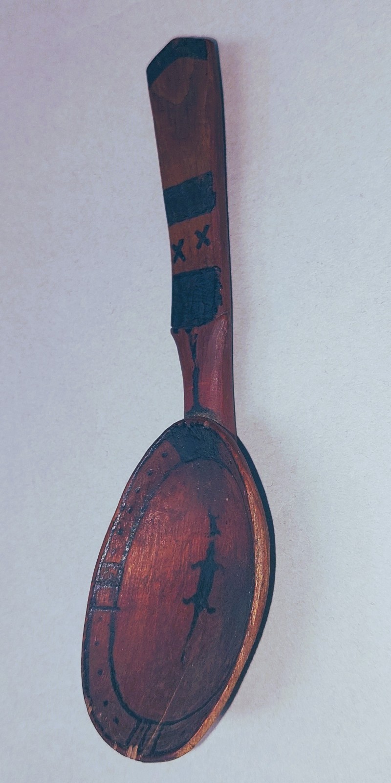 19th C. Northwest Coast Yup'ik spoon with the figure of a serpent in bowl