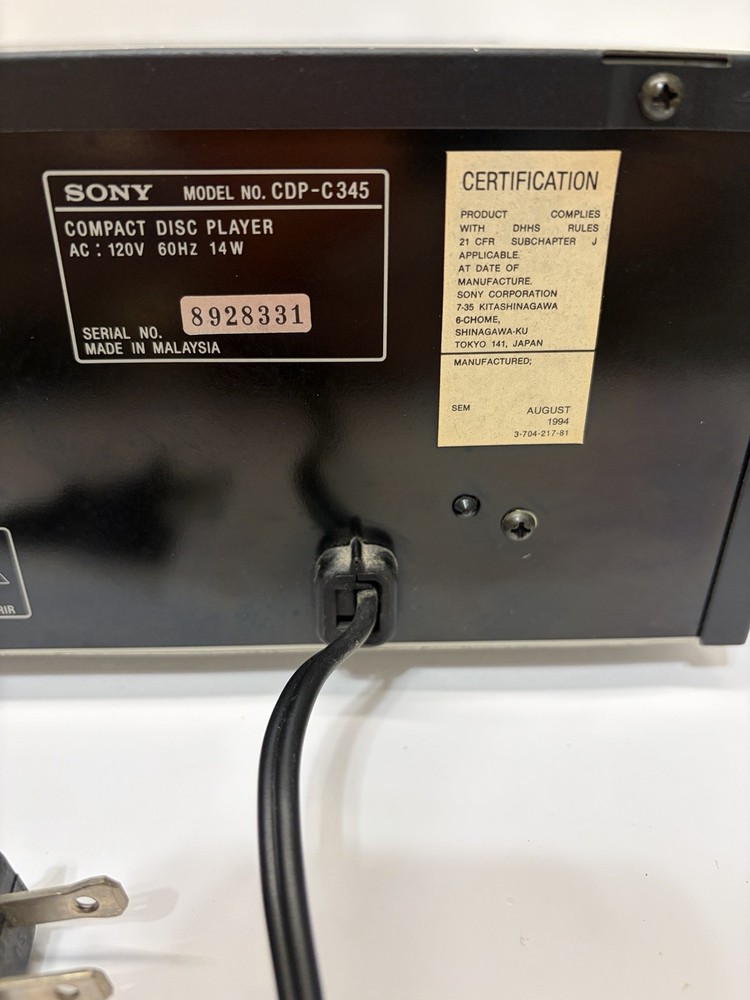 Sony CDP-C345 5 Disc Carousel CD Compact Disc Changer