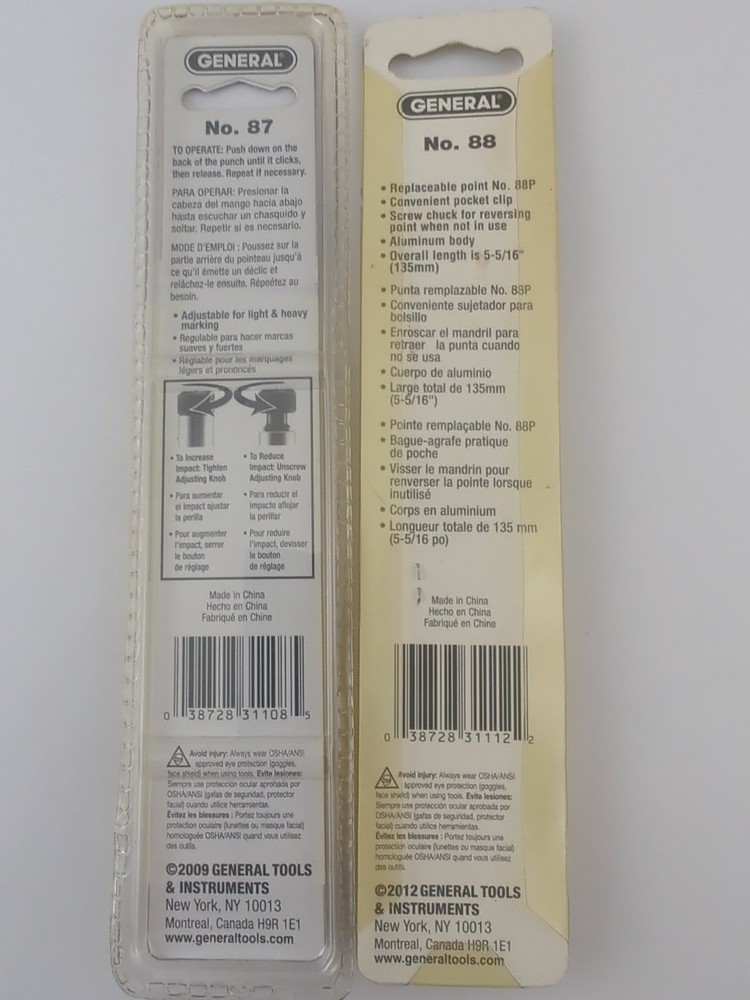 General Tool No.87 Automatic Center Punch & No. 88 Scriber