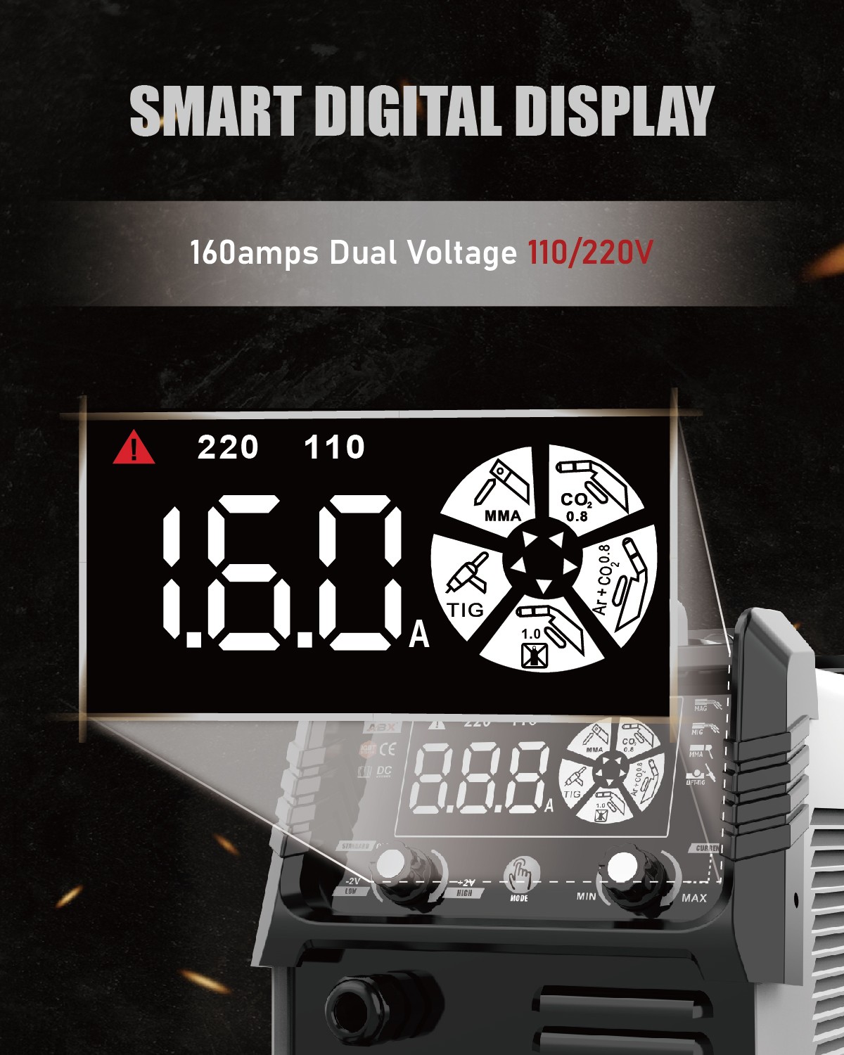 5-in-1 ABX MAG160 Welder: MMA/MIG/FLUX-CORED/TIG/Spot Profor Home/Industry