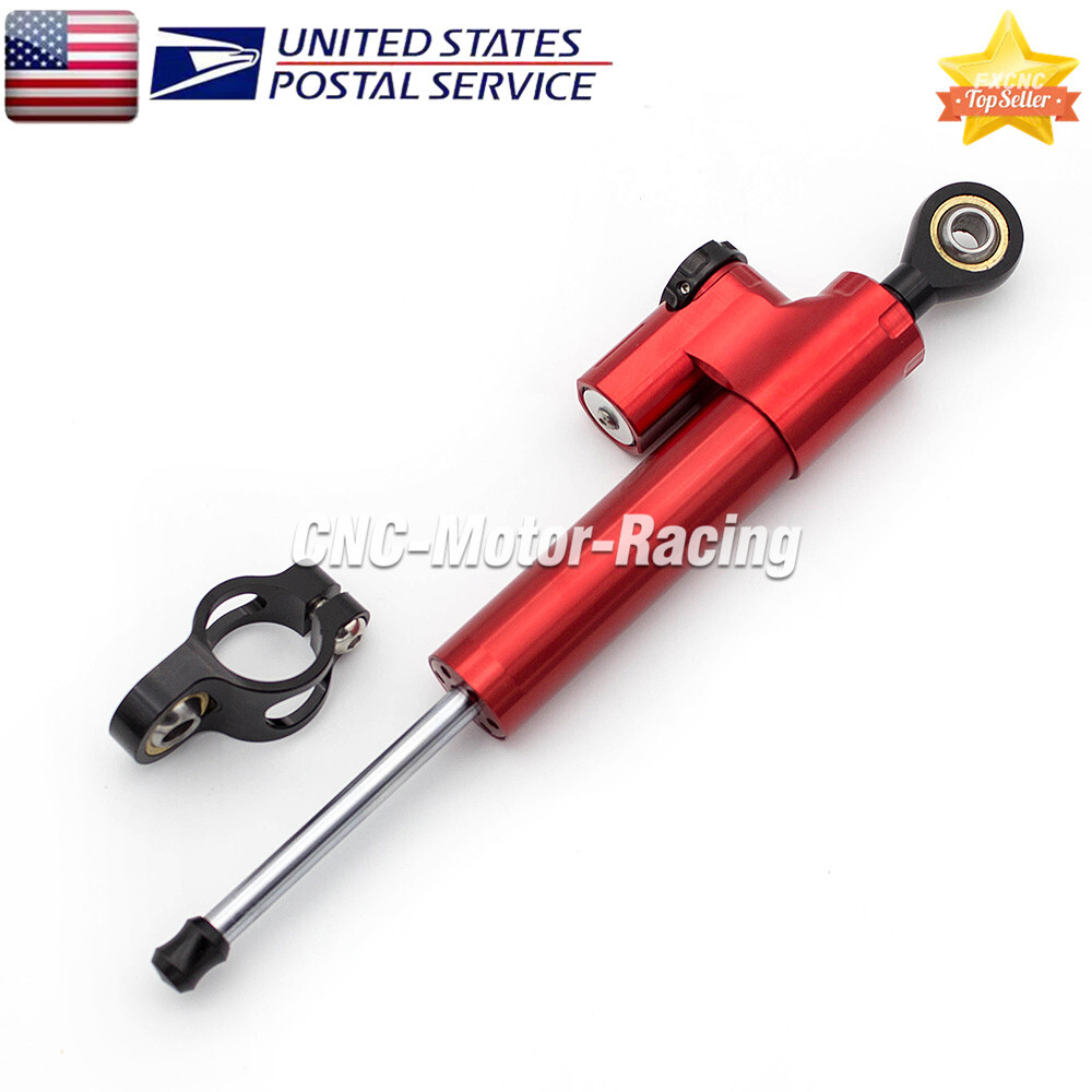 Adjustable CNC Steering Damper Stabilizer Linear Shock Aluminum Motorcycle Red