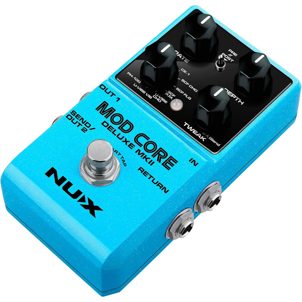 NUX Mod Core Deluxe MKII Modulation Guitar Effects Pedal with 2 Free Patch Cable