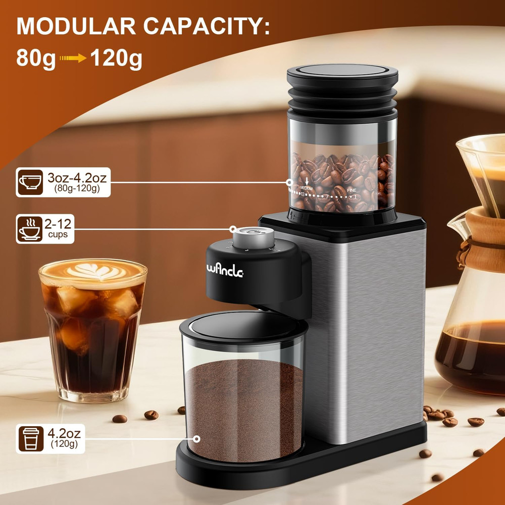 Wancle Conical Burr Coffee Grinder, Coffee Bean Grinder with Adjustable Grind...