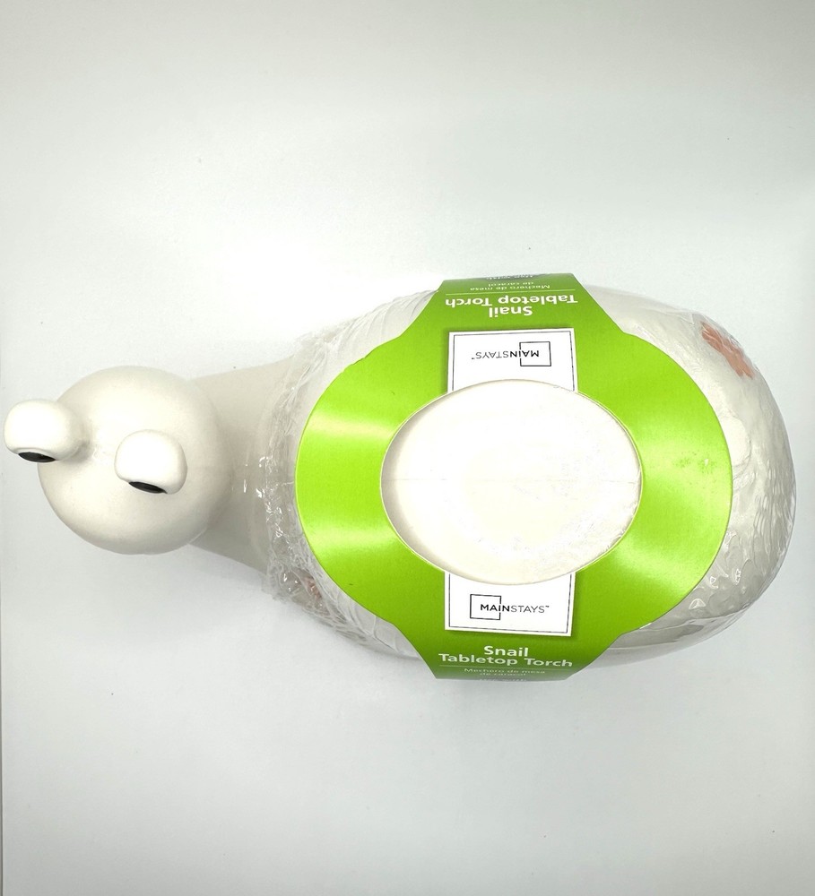 Mainstays Ceramic Snail Tabletop Torch Includes Torch, Cover & Wick New Sealed