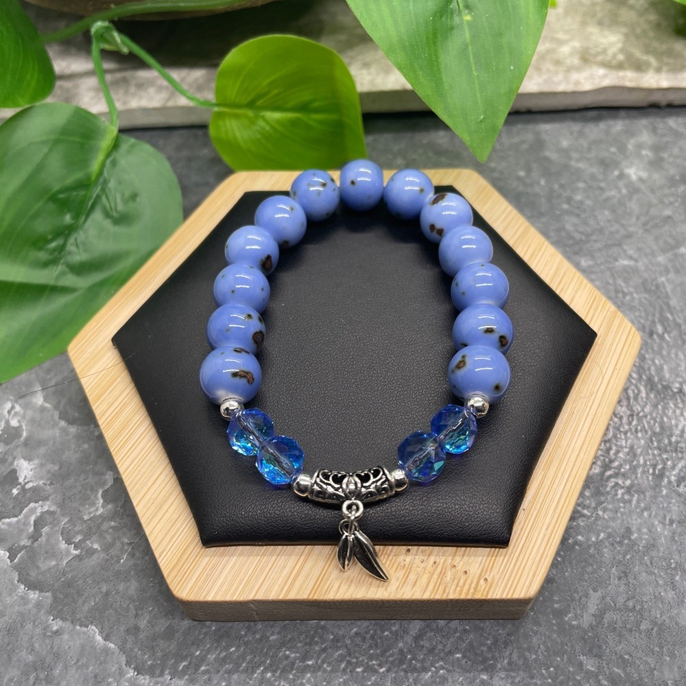 Handmade Ceramic Bead Beaded Stackable 6.5” Plus Stretch Bracelet New B496