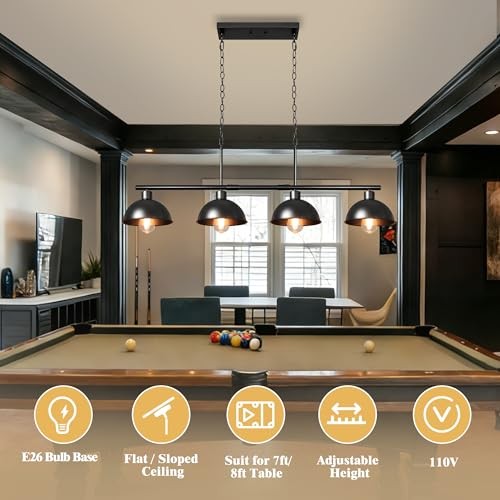 Pool Table Light for 7' 8' Adjustable Pool Table Lights Hanging Over Pool
