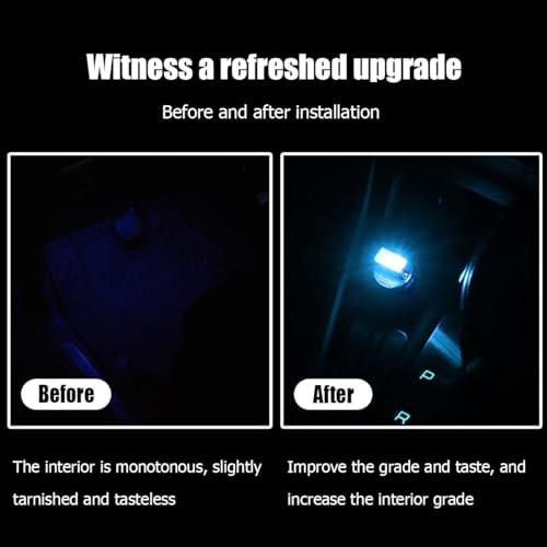 Car Interior Atmosphere Lamp, Plug-in USB Interface LED Vehicle Ice Blue