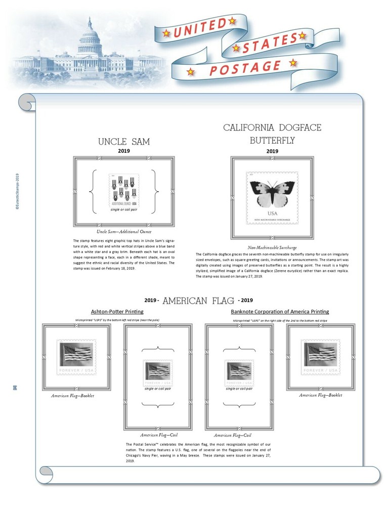 2019 U.S. Regular Issue Singles COMPLETE Supplement (White Ace Alternative)